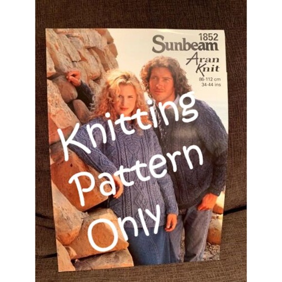 New Sunbeam Aran Knit 1852 Saddle Shouldered Tunic and Sweater Knitting Pattern - Picture 1 of 3